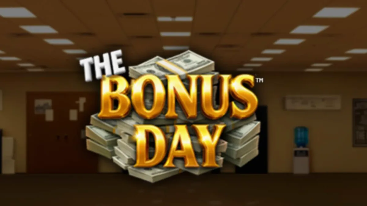 Tampilan visual slot The Bonus Day dengan tema kantor yang ceria
